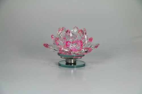 Shaishom Pink Transparent Crystal Lotus For Showpiece