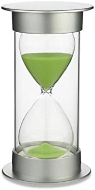AblueA 5 Minutes Sand Timer Plastic Hourglass as Visual Timing Tool Decoration Wedding Sand Ceremony Gift (Silver Lips and Green Sand)
