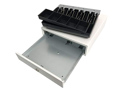 HK SYSTEMS 13" Heavy Duty Compact White Manual Push-Open Cash Drawer with 4 Bill /5 Coin Till