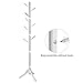 VASAGLE Solid Wood Coat Rack, Free Standing Tree-Shaped Coat Rack with 8 Hooks, 3 Height Options, for Clothes, Hats, Bags, Living Room, Bedroom, Home Office, Cloud White URCR01WT