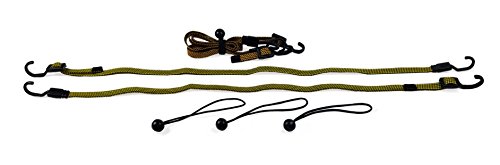 Heavyweight Flat Bungee Cords 4 Pack with Bonus 4 Ball Bungees | 48" INCH Total Length with Adjustable Length Hooks | Hand Carts, Dolly, Cargo, Moving, Camping, RV, Trunk, Luggage Rack, Tarp Tie Down