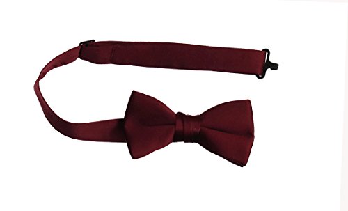 Pre Tied Bow Tie with Adjustable Neck Strap (Kids, Burgundy)