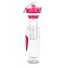 Dajour Fruit Infuser Water Bottle 32 Ounce NO BPA Sports Flavor Infusion Bottle - Plus Recipe Ebook and Cleaning Brush Included (2 Pack - Pink&Blue)
