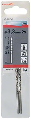 Bosch Professional 2x Metal drill bits HSS-G DIN 338 (for metal diameter 3.3 x 36 x 65 mm, Accessory Drill Driver)