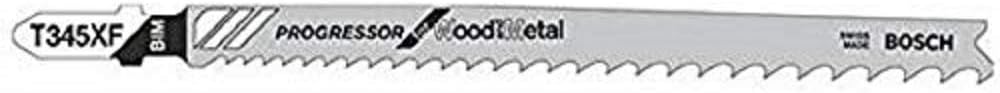 Bosch 5x PRO Thick and Thin Multi Material T345XF Jigsaw Blade (for Wood with nails Steel, Length 132 mm