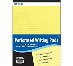 BAZIC 50 Ct. 8.5" X 11.75" Canary Perforated Writing Pad, Case Pack 48