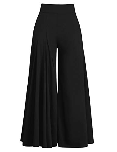 BaiShengGT Wide Leg Pants, Women s Wide Leg Flowy Palazzo Pants High Waist Flare Lounge Pants Black XL