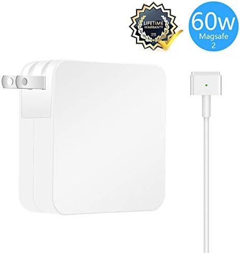 Mac Book Pro Charger, Replacement 60W Magsafe 2 Power Adapter T-Tip Magnetic Connector Charger for Apple MacBook Pro 13 inch (After 2012)