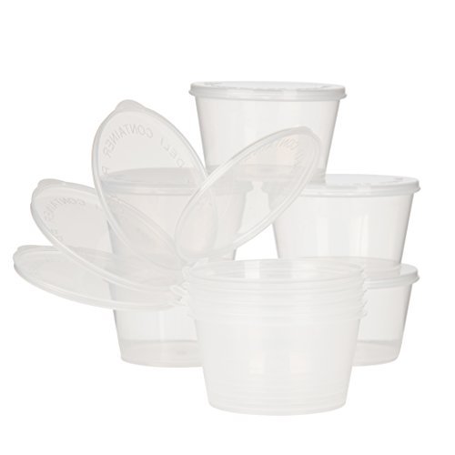 Plastic Condiment Cups with Attached Leak Resistant Lid, Bpa Free, [100 Pack ] Clear Portion Container for Condiments, Samples, Dressings, Pills, Balms, Jello Shots | 2 oz - Thumbnail 3