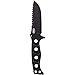 Benchmade - Fixed Adamas 375 Knife, Drop Point Blade with Spine Serrations, Plain Edge, Coated Finish, Black Handle, Sand Sheath, Made in the USA
