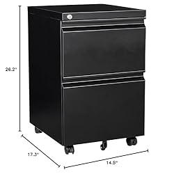 SISESOL 2-Drawer Mobile File Cabinet - Under Desk