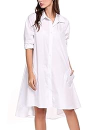 Zeagoo - Vestido informal con dobladillo irregular, túnica suelta con bolsillos para mujer