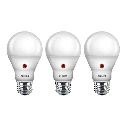 Philips LED Dusk-to-Dawn A19 Frosted Light Bulb: 800-Lumen, 2700-Kelvin, 8-Watt (60-Watt Equivalent), E26 Medium Screw Base, Soft White, 3-Pack