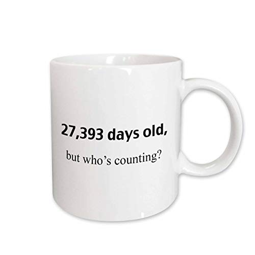 3dRose Happy 75th Birthday Ceramic Mug, 11-Ounce