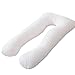 U Shaped Body Support Pregnancy Maternity Pillow with 100% Washed Cotton Zipper Cover, Back and Belly Support, Idea for Side Sleeping (Ivory)