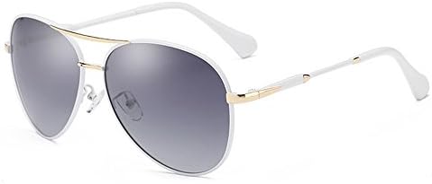 HOHAUSA Oversized Polarized Aviator Women Sunglasses UV Protection (White Frame, 2.48)