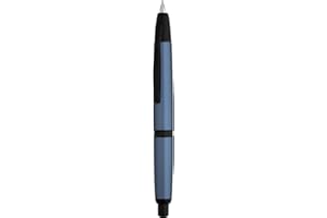 EROFA Majohn A1 Press Fountain Pen Fine Nib with Box, Retractable Blue Metal Ink Pen with Converter Writing Set (Black Clip Version)