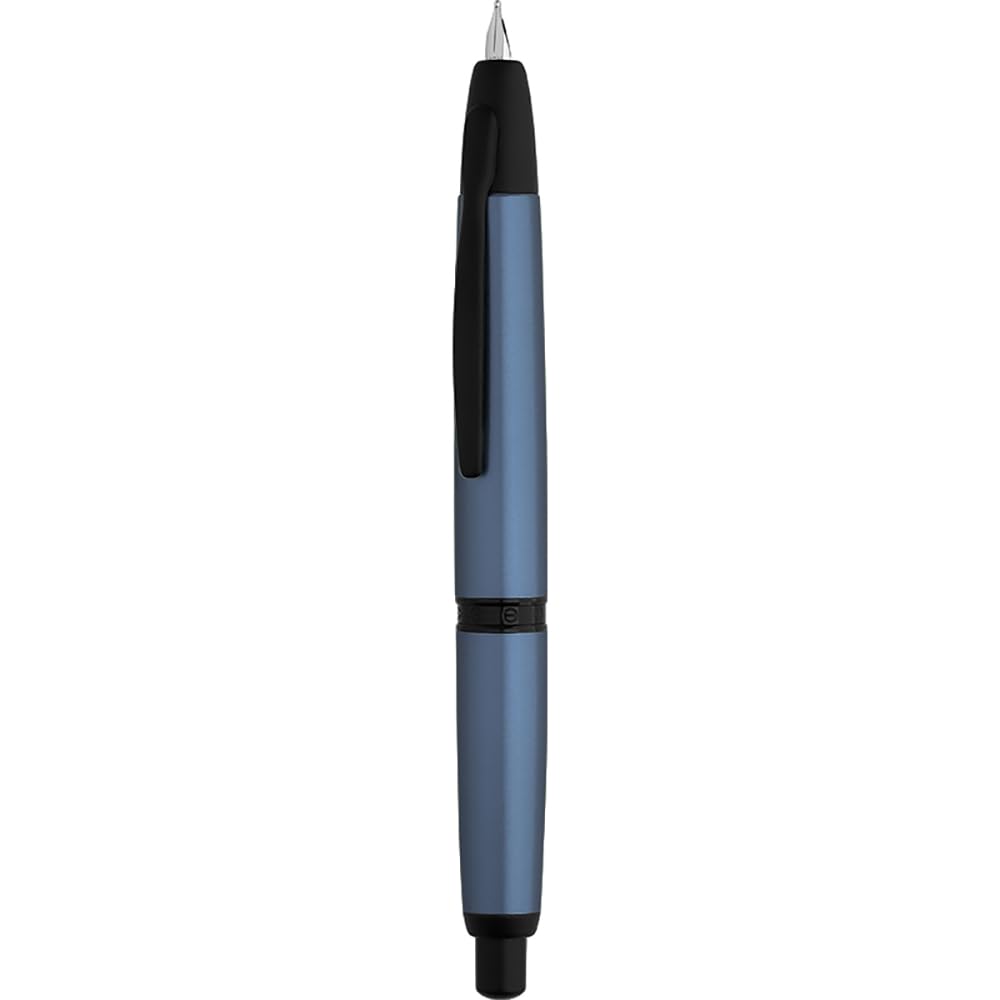Majohn A1 Press Fountain Pen Fine Nib with Box, Retractable Blue Metal Ink Pen with Converter Writing Set (Black Clip Version) — image 1