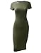 Because I Love You Women's Slim Fit Round Crew Neck Bodycon Midi Tunic Dress