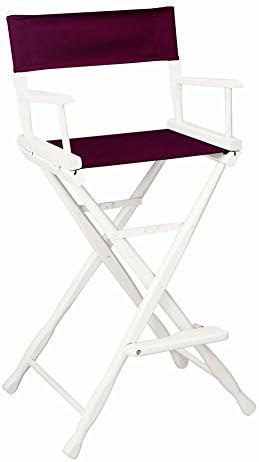 30 in. Classic Director's Chair w White Frame &amp; Burgundy Canvas