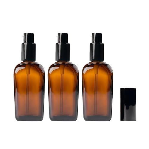 VANTOBEST 3Pcs 3.4oz Square Amber Glass Lotion Pump Bottles for Travel at Amazon