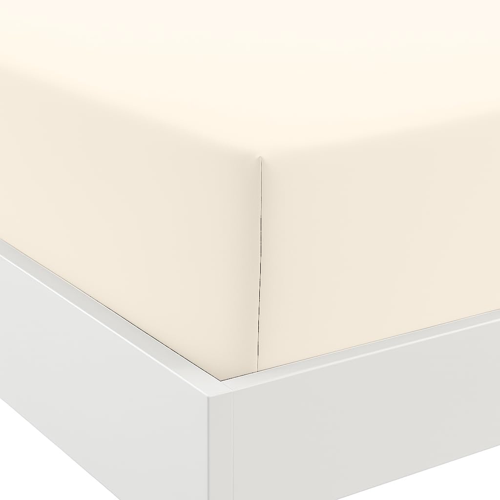 Anti-Allergy Anti-Bacterial Brushed Microfibre Fitted Bed Sheet - 28cm Depth, Easy Care, Fade Resistant (Cream, 4ft Small Double)