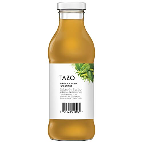 Tazo Organic Iced Tea, Green Tea, 13.8 Ounce Glass Bottles, 8 Pack