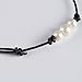 Barch Young White Pearl Choker on Black Leather Cord with 3 AA Quality Beads Necklace for Girls (Adjustable)