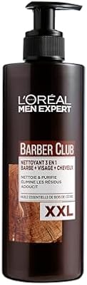 XXL 3-in-1 Bartshampoo für Männer, Für Bart, Gesicht und Haar, Beruhigende Bartpflege für Herren gegen Schuppen & Juckreiz mit Zedernholzöl, Barber Club, 1 x 400 ml