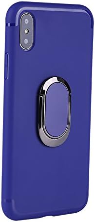 YYHappy iPhone X Case with 360 Rotating Ring Grip Holder Kickstand Function Magnetic Base, Ultra Slim Thin Hard Scrub Cover with Shockproof Protective for Soft TPU iPhone X(Blue)