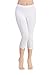 Khanomak Women's Cotton Capri Cropped Leggings Pants (Large, White)