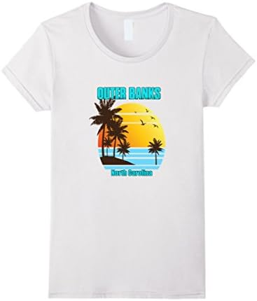 Womens Outer Banks North Carolina Family Vacation Shirt Palm Trees Large White