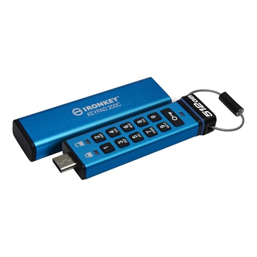 Kingston IronKey Keypad 200C 512GB Verschlüsselter USB | Alphanumerische Tastatur | Multi-Pin-Zugang | XTS-AES 256-bit | FIPS 140-3 Level 3 Zertifizie