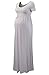 Jinson Women's Basic Maternity Soild Short Sleeve Long Maxi Dress Vestido with Empire Waist for Pregnancy Grey M