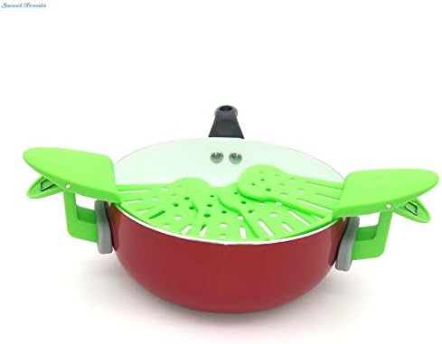 Sweettreats Kitchen Fold Away Strainer and Universal Colander No-hands No-Fuss Clip-On Strainers. Universal Size Fits Most Pans (Color : Green color)