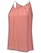 MISSISH Women's Scoop Neck Pleated Front Fitted Chiffon Cami Tank Tops