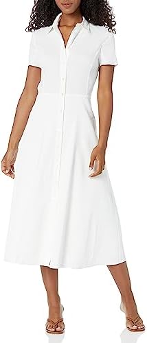 theory linen blend short sleeve midi dress Theory Women's Short Sleeve Midi Buttondown Dress, Black, 0 at Amazon  Women's Clothing store