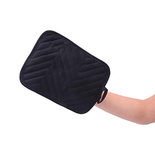 Anyi Oven Pot Holders with Pocket, 100% Cotton Oven Mitts Oven Pads with Feature of Heat Resistant Potholders Non Slip for Cooking Baking, Set of 3 (Black)
