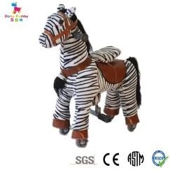 TODDLER TOYS Zebra Pony Rocking Cycle Mechanical Ride On Horse Guiddy Up Cowboy for Kids 3-6 Years Old