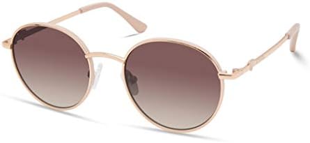 GUESS Women's Classic Round Sunglasses, Shiny Rose Gold, 51mm