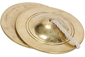 KHALSA MUSICAL Handmade Percussion Hand Cymbals Brass Manjira Pair - Indian Musical Instrument (Dia 3 Inches)