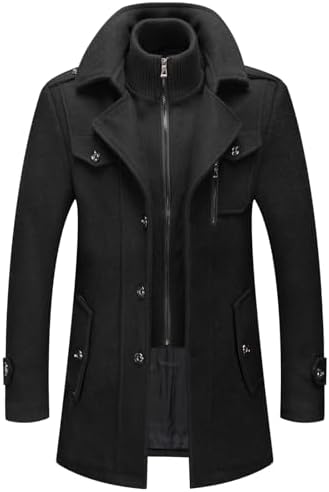 wantdo Men's Wool Melton Walking Coat Windproof Jacket Overcoat
