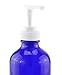 8oz Cobalt Blue Glass Boston Round Lotion Bottles with White Pump (4 Pack); Empty Refillable Bottles for Lotion, Liquid Soap, Body Wash Etc