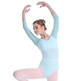 Sprotingbodybuilding Dance Ballet Leotards for Women Girls 3/4 Long Sleeve V-Neck Leotard