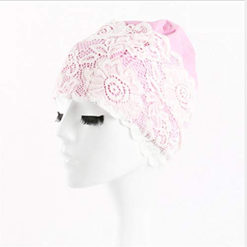 YouCY Lace Flower Swimming Cap Waterproof Swim Hat Bathing Cap Ladies Lace Swim Cap Girl Swim Cap Woman Swimming Cap for Female Swimming Cap,Pink