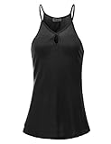 Doublju Women Sleeveless Chest Line Hole Designed Halter Style Top