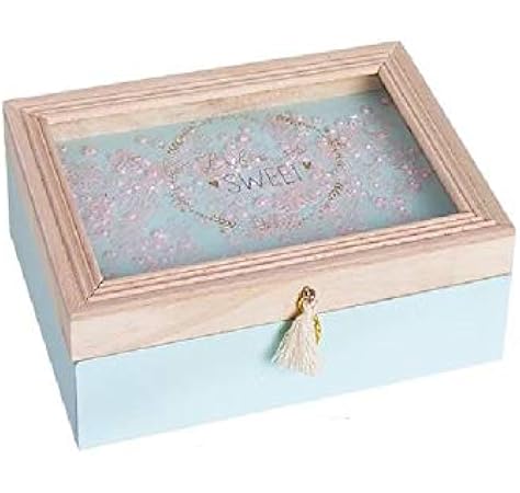 Dream Hogar Caja Decorativa Tapa Cristal Juliette Madera 18x13x6cm (Rosa): Amazon.es: Hogar