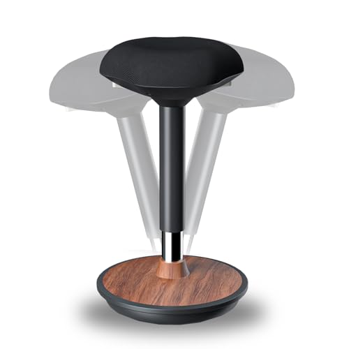 ERGO COLLECT Standing Stool with Rocker Function - Ergonomic Desk Stool Height Adjustable (59-84 cm) & Non-Slip Base, Swivel Chair for Office, Teaching, Home (Dark Walnut)