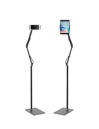 Kufox plegable brazo largo resistente soporte de piso, lámpara de pie diseño, dos en uno para iPhone, iPhone 6 Plus, iPad, iPad Air, traje para 3.5" 10.6" teléfono y Tablet, altura máxima 55"