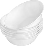6 Piece White Soup/Salad/Cereal/Desserts Bowl Set- Dishwasher Safe Opal Glassware